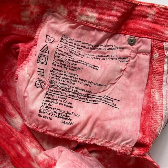 BDG Festival Shorts 28 Red Tie Dye High Rise Cheeky High Waisted - Picture 4 of 9